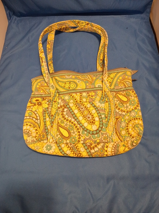 Vera Bradley Handbags - Vera Bradley Yellow Paisley Quilted Shoulder Bag with Aqua Accents